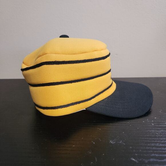 Purdue University Vintage Trucker Black Gold Flat Top Captain Hat Rare 3 Stripe - Picture 5 of 6